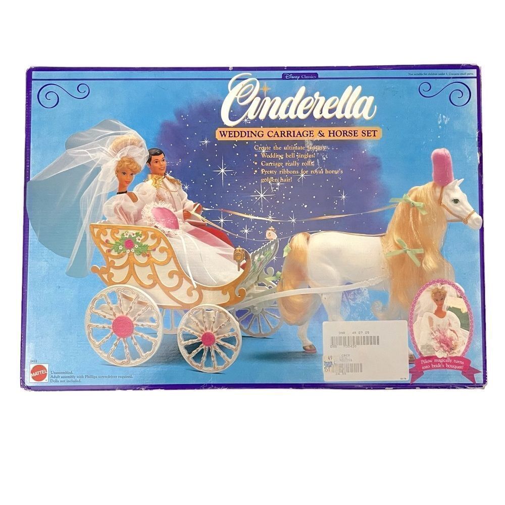 Vintage Mattel Disney Classics 1991 Cinderella Horse & Carriage Set